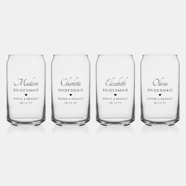 Bridesmaid Custom Personalisiert Names Wedding Par Dosenglas (Vorderseite)