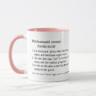 Bridesmaid Definition Rosa und Weiß Tasse