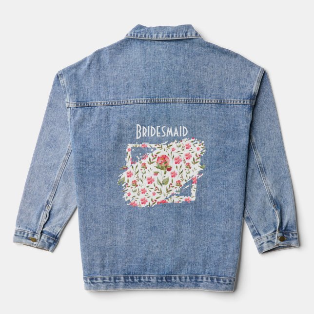 Bridesmaid Denim Jacket - Flora-Patch für Wasserfa Jeansjacke (Rückseite)