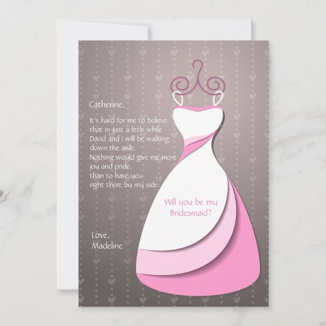 Bridesmaid Dress Card Einladung (Vorderseite)