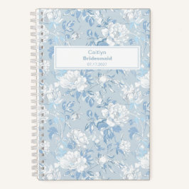 Bridesmaid Dusty Blue Floral Pattern Notizbuch
