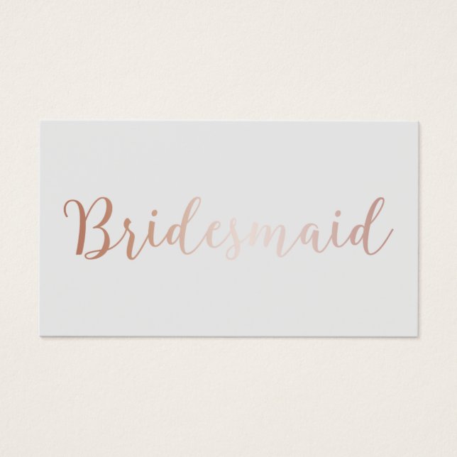 Bridesmaid Elegante Rose Gold Script Klasse Gray (Vorderseite)