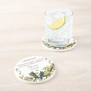 Bridesmaid Empfang Aquamarin Vintag Bird Untersetz Getränkeuntersetzer
