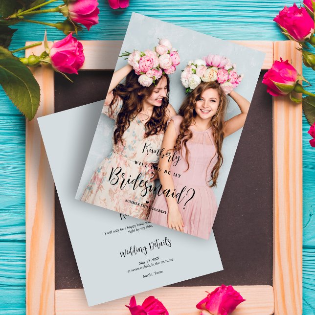 Bridesmaid Fancy Calligraphy Minimal Custom Photo (Von Creator hochgeladen)