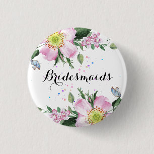 BridesMaid farbenfrohe Blume Weißer Hintergrund Button