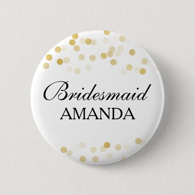 Bridesmaid Favor Faux Gold Foil Glitter Lights Button (Vorderseite)
