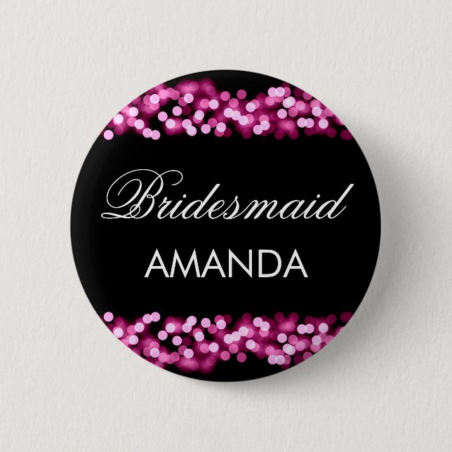Bridesmaid Favor Pink Hollywood Glam Button (Vorderseite)