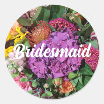 Bridesmaid Floral Arrangement Round Aufkleber