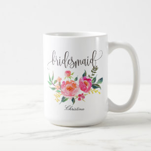 Bridesmaid Floral Personalisiert Wedding -3 Tasse