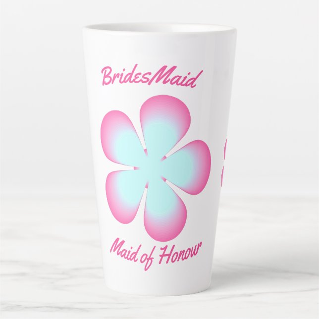 Bridesmaid Floral Pink Blue Trauzeugin Milchtasse (Vorderseite)