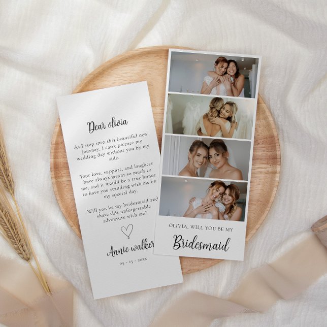 Bridesmaid Foto Strip 4 Bilder - Vorschlag für ein Save The Date (Bridesmaid Photo Strip 4 Pictures Proposal Card)
