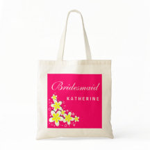 Bridesmaid Frangipani Floral Budget Tote Bag