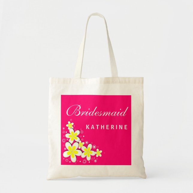 Bridesmaid Frangipani Floral Budget Tote Bag Tragetasche (Vorne)