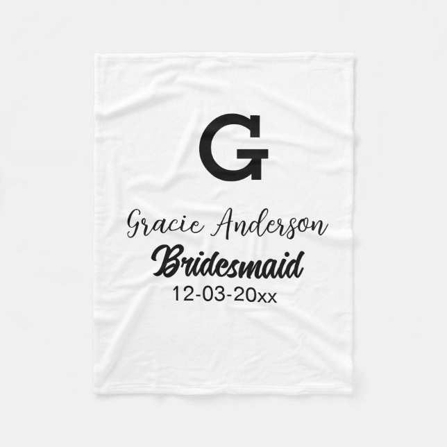 Bridesmaid fügen Name monogramm einfach minimalmod Fleecedecke (Vorderseite)