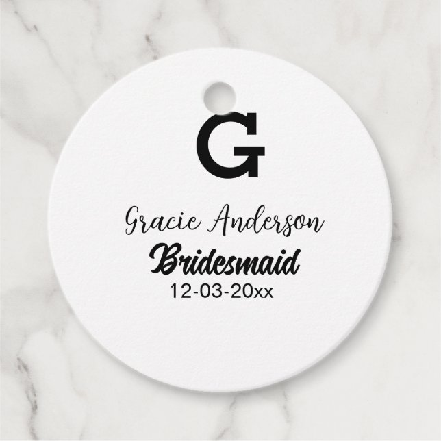 Bridesmaid fügen Name monogramm einfach minimalmod Geschenkanhänger (Vorderseite)