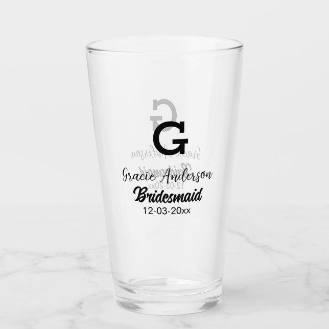 Bridesmaid fügen Name monogramm einfach minimalmod Glas (Vorderseite)