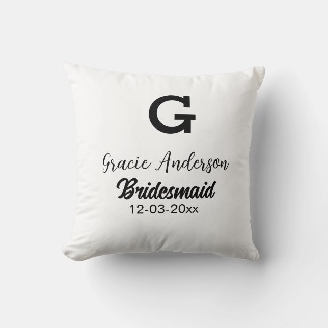 Bridesmaid fügen Name monogramm einfach minimalmod Kissen (Vorderseite)