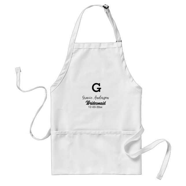 Bridesmaid fügen Name monogramm einfach minimalmod Schürze (Vorne)