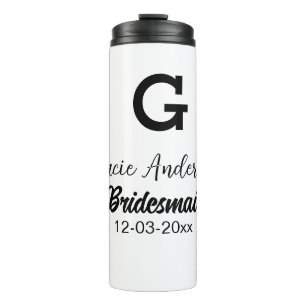 Bridesmaid fügen Name monogramm einfach minimalmod Thermosbecher