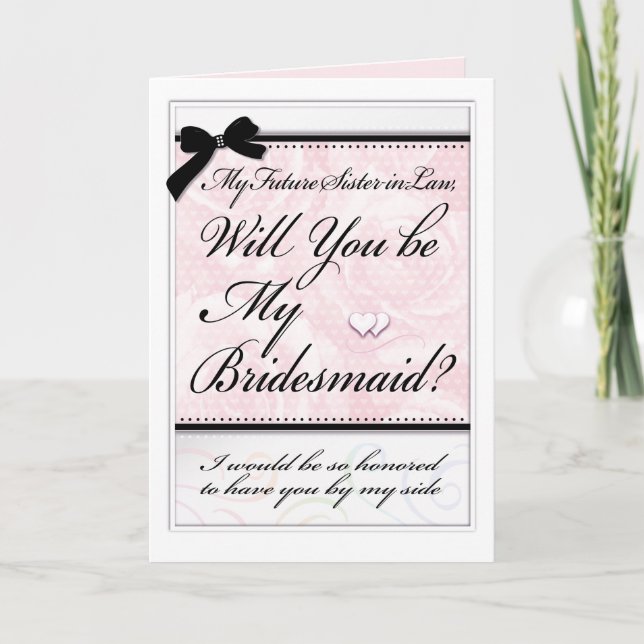 Bridesmaid Future Sister in Law Pink Roses Hearts Karte (Vorderseite)