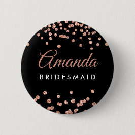 Bridesmaid Fvor Rose Gold Glitzer Confetti Black Button