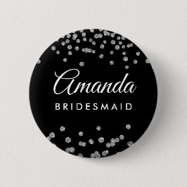 Bridesmaid Fvor Silver Glitzer Confetti Black Button