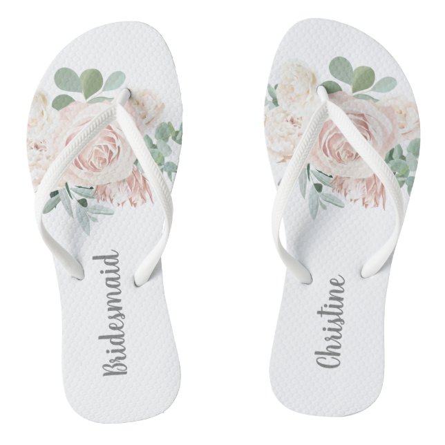 Bridesmaid Gastgeschenk Hochzeit Rosa Bläschen Euk Flip Flops (Fußbett)