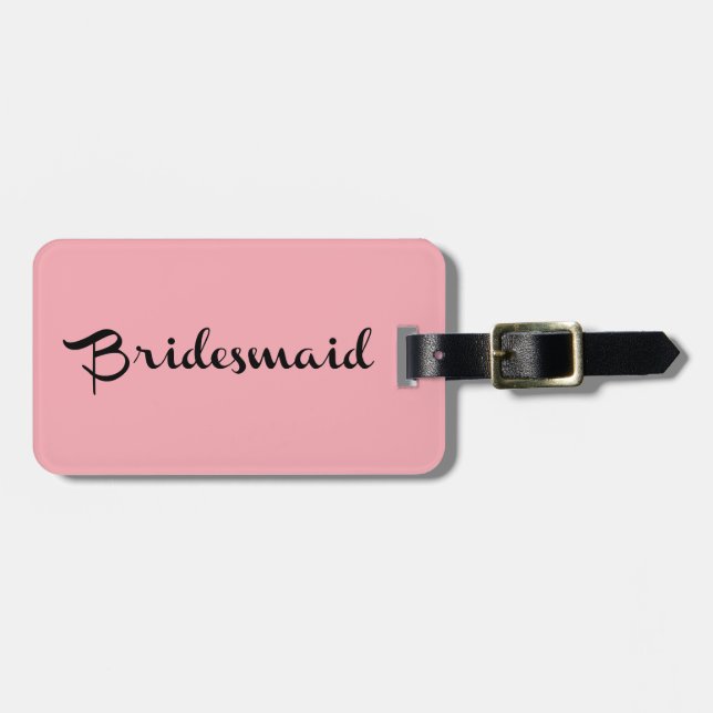 Bridesmaid Gepäckanhänger Schwarz auf rosa (Vorderseite horizontal)