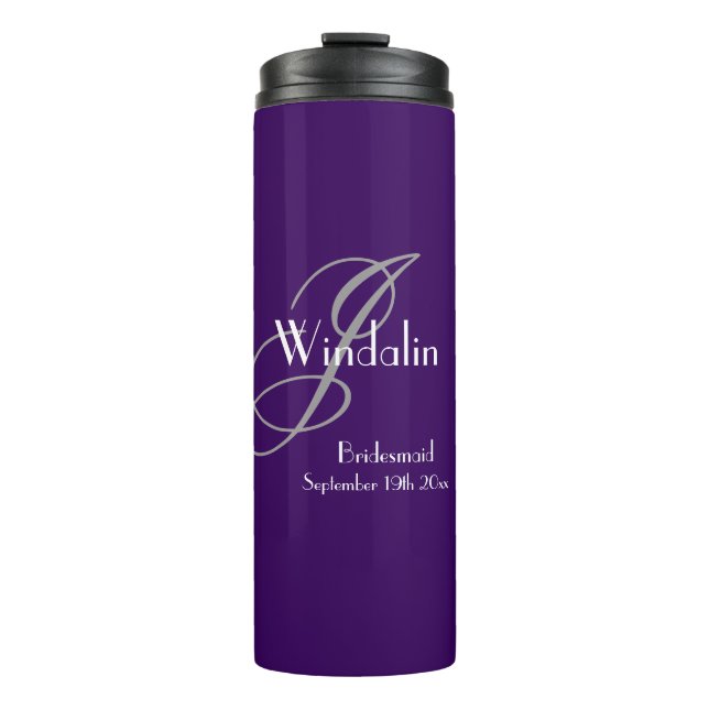 Bridesmaid Geschenk Hochzeit Moderne Monogramm Nam Thermosbecher (Vorderseite)