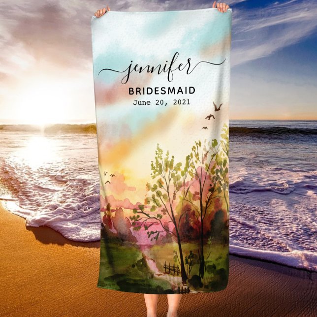 Bridesmaid Geschenk - Trauzeugin Personalisiert Na Strandtuch (Bridesmaid Gift - Maid of Honor Personalized Name Beach Towel)