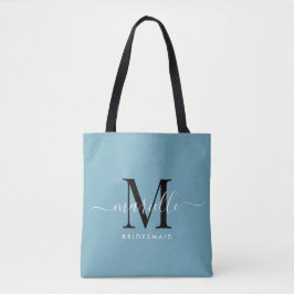 Bridesmaid Geschenk White Black Monogram Dusty Blu