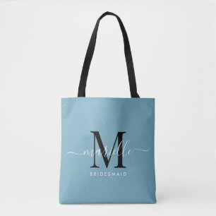 Bridesmaid Geschenk White Black Monogram Dusty Blu