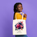 Bridesmaid Geschenke individuelle Name Marineblau  Tragetasche<br><div class="desc">Bridesmaid spendet individuelle Name marineblaue rote Rosen Blumentote Tasche,  macht ein schönes Sake Geschenk für die Brautpartys Mädchen.</div>