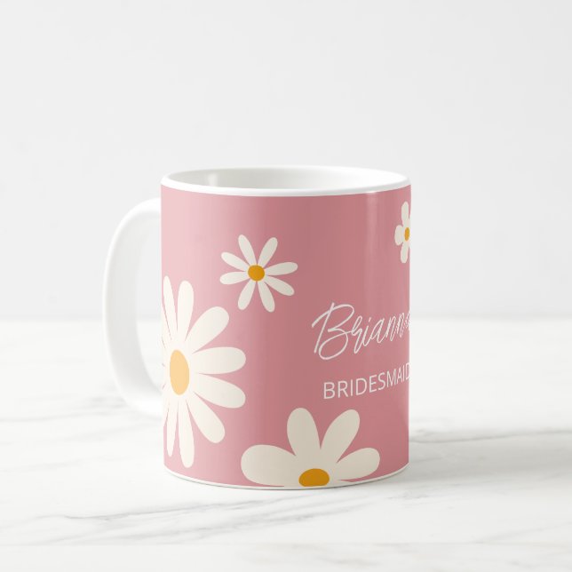 Bridesmaid-Geschenke Retro daisy Wüste rosa Brauch Kaffeetasse (Vorderseite Links)