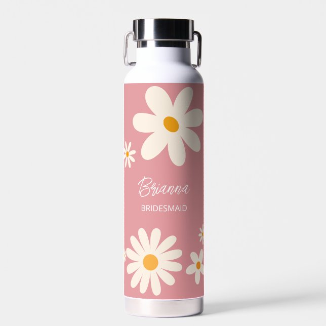 Bridesmaid-Geschenke Retro daisy Wüste rosa Brauch Trinkflasche (Vorne)