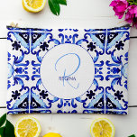 Bridesmaid-Geschenke Talavera blauen Fliesen Monog Zubehörtasche<br><div class="desc">Bridesmaid Geschenke talavera azulejo maiolica blauen Fliesen monogramm Schönheitsbeutel Beutel,  personalisierte Brautparty Geschenke,  Geschenke für sie,  Beauty-Tasche</div>