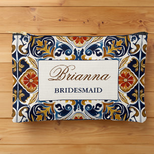 Bridesmaid gibt Vintag Talavera Azulejo Monogramm Zubehörtasche