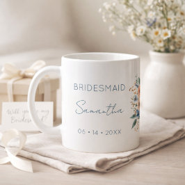 Bridesmaid Gift Blue Floral Personalized Kaffeetasse