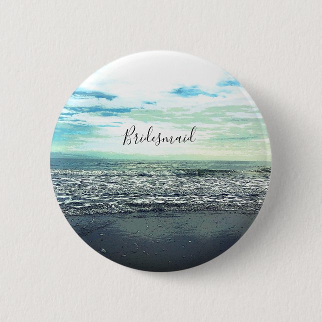 Bridesmaid Gift Gastgeschenk Beach Abstrakt Button (Vorderseite)