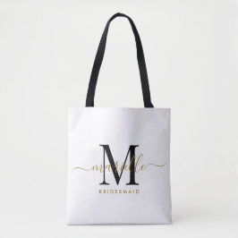Bridesmaid Gift Gold Black Monogram White