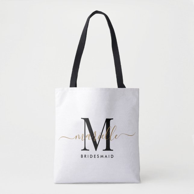 Bridesmaid Gift Gold Monogram White (Vorderseite)