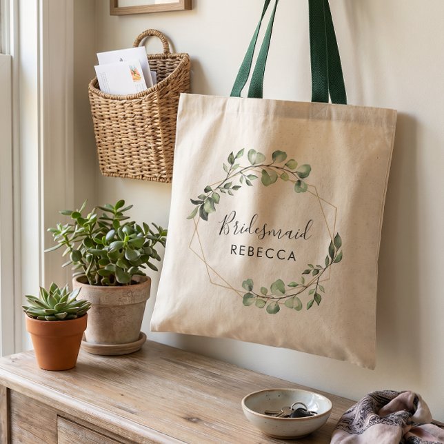 Bridesmaid Gift Greenery Eucalyptus Geometric Tragetasche (Von Creator hochgeladen)