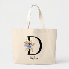 Bridesmaid Gift Wilde Blume Alphabet D Tote Beag Jumbo Stoffbeutel