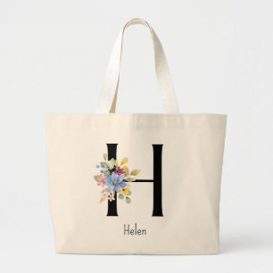 Bridesmaid Gift Wilde Blume Alphabet H Tote Beutel Jumbo Stoffbeutel