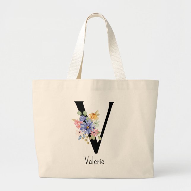 Bridesmaid Gift Wilde Blume Alphabet / Tote Bag Jumbo Stoffbeutel (Vorne)