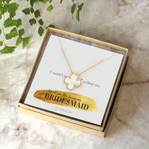Bridesmaid Gold Blush Jewery Necklace Display Quadratische Visitenkarte