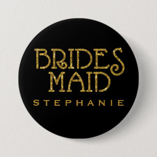 Bridesmaid Gold Imitats Glitzer Name Tag Schaltflä Button