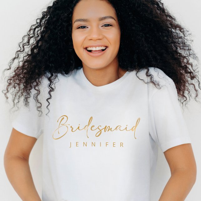 Bridesmaid Gold Individuelle Name Bachelorette T-Shirt (Von Creator hochgeladen)
