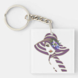 Bridesmaid Gold & Jacaranda Blume Schlüsselanhänger