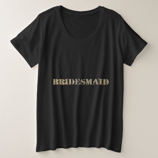 Bridesmaid Golden Glitzer Typografy Wedding Party Große Größe T-Shirt (Design vorne)